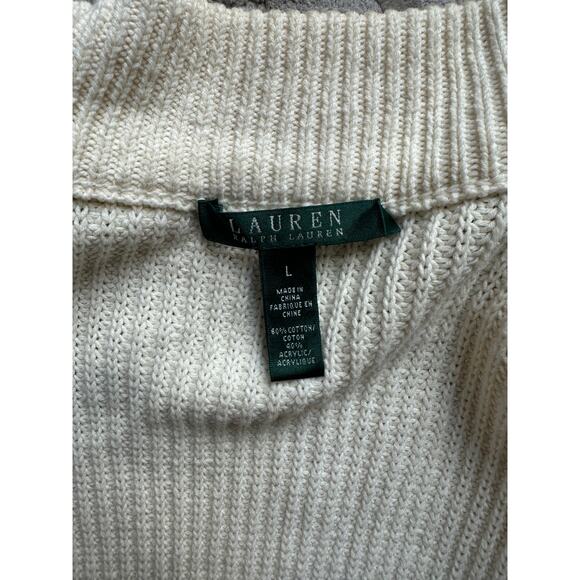 Ralph Lauren Women’s Long Knit Cardigan Coat Duster Sweater Jacket L Cream Black - Picture 4 of 4